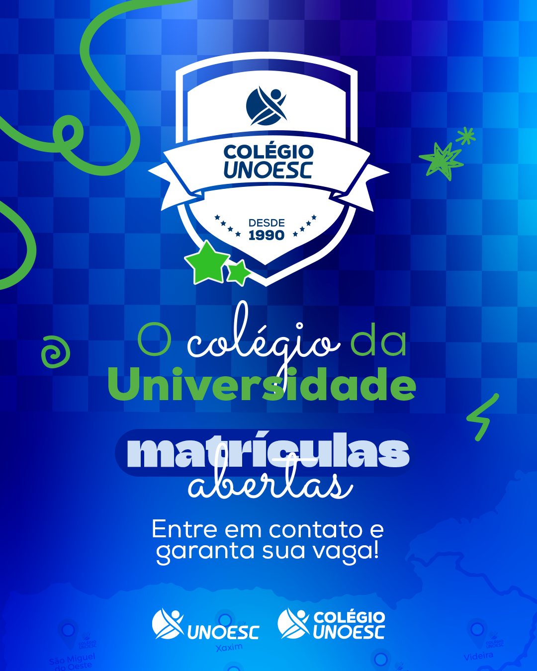 [Banner] Matrículas abertas 1080 x 1350 COLÉGIO UNOESC
